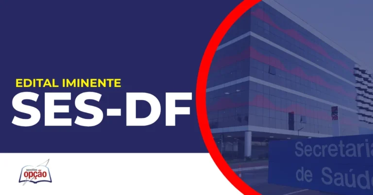 Imagem com fundo azul divulgando o Concurso SES DF