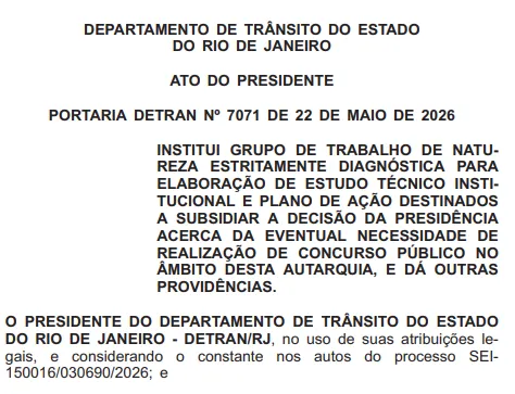 Concurso Detran RJ: Comissão formada para 522 vagas!