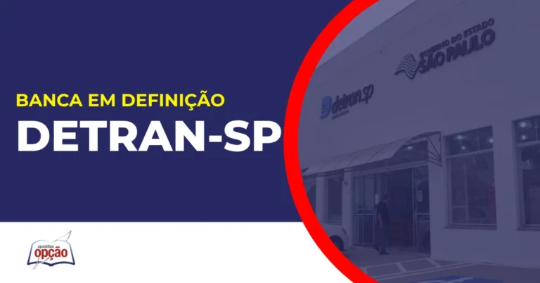 Imagem com fundo azul divulgando o Concurso Detran SP 2026