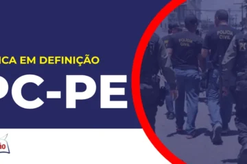 Imagem com fundo azul divulgando o Concurso PC PE