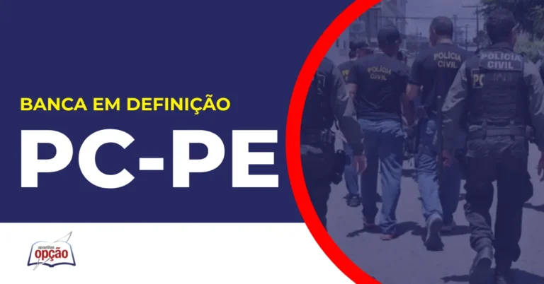 Imagem com fundo azul divulgando o Concurso PC PE