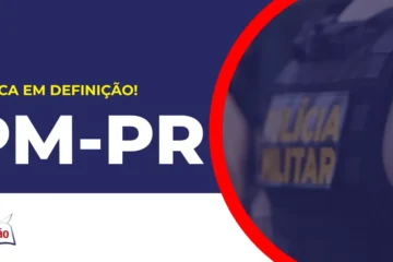 Imagem com fundo azul divulgando o Concurso PM PR