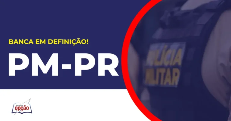 Imagem com fundo azul divulgando o Concurso PM PR