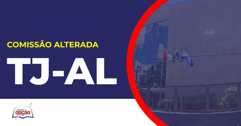 Imagem com fundo azul divulgando Concurso TJ AL