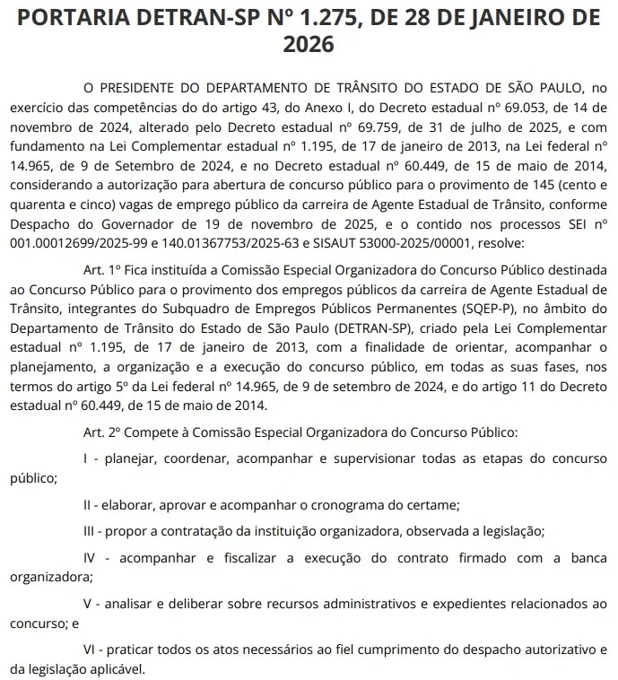 Concurso Detran SP 2026