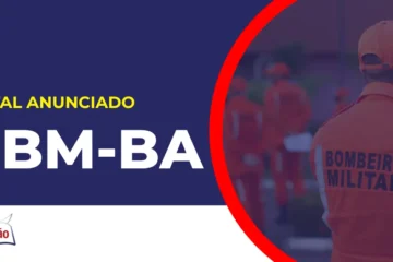 Imagem com fundo azul divulgando o Concurso Bombeiros BA