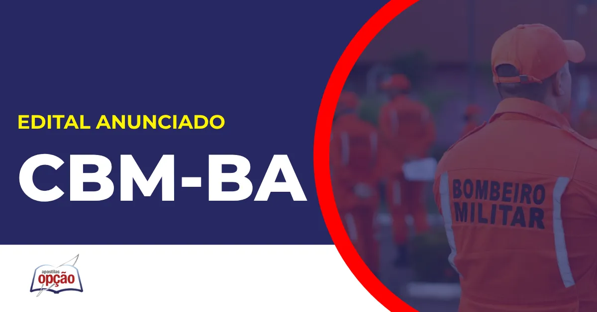 Imagem com fundo azul divulgando o Concurso Bombeiros BA