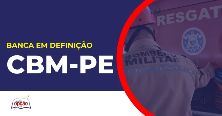 Imagem com fundo azul divulgando o Concurso Bombeiros PE