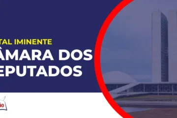Imagem com fundo azul divulgando o Concurso Câmara dos Deputados