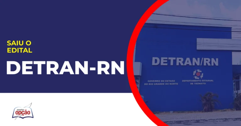 imagem com fundo azul divulgando o Concurso Detran RN