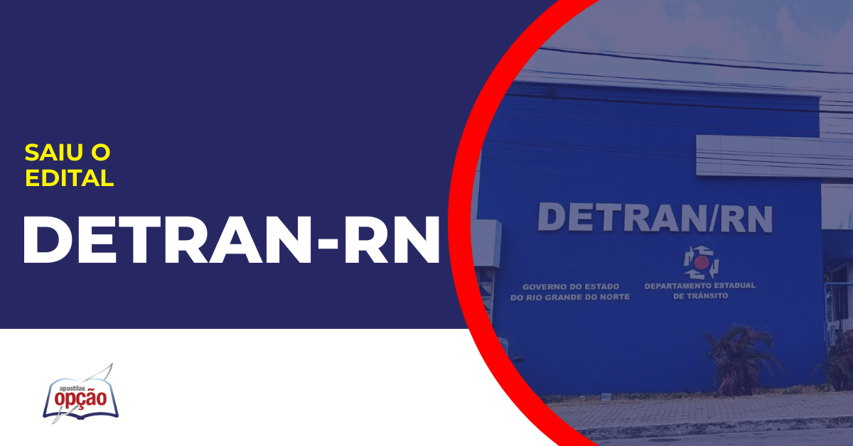 imagem com fundo azul divulgando o Concurso Detran RN