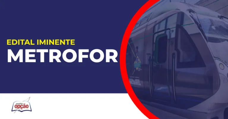 Imagem com fundo azul divulgando o Concurso Metrofor