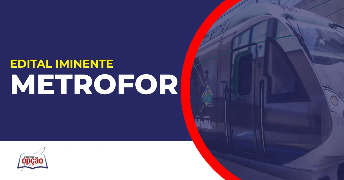 Imagem com fundo azul divulgando o Concurso Metrofor