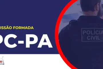 Imagem com fundo azul divulgando o Concurso PC PA