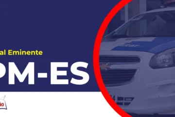 Imagem com fundo azul divulgando no Concurso PM ES 2026