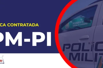 Imagem com fundo azul divulgando o Concurso PM PI