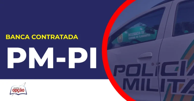 Imagem com fundo azul divulgando o Concurso PM PI