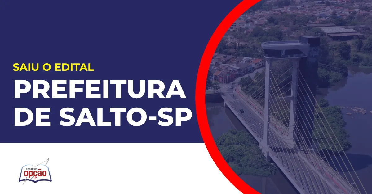 Imagem com fundo azul divulgando o Concurso Prefeitura de Salto SP