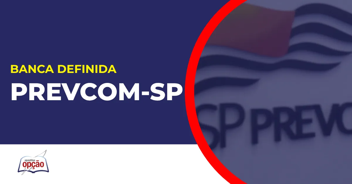 Imagem com fundo azul divulgando o Concurso Prevcom SP