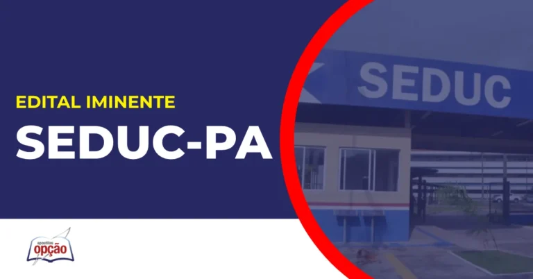 Imagem com fundo azul divulgando o Concurso Seduc PA