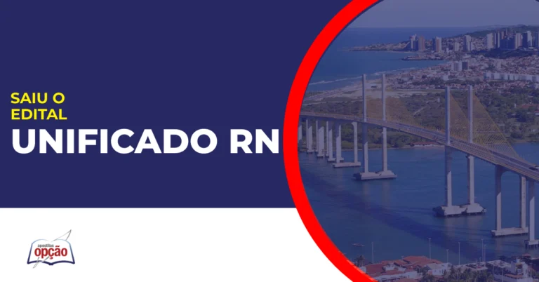 Imagem com fundo azul divulgando o Concurso Unificado RN
