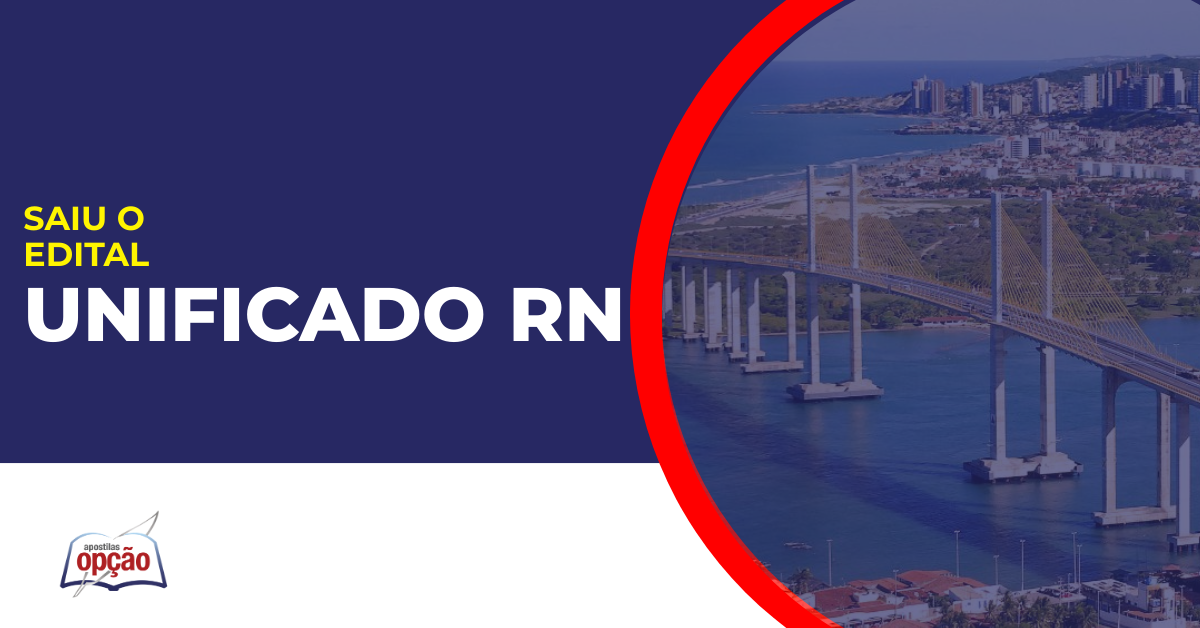 Imagem com fundo azul divulgando o Concurso Unificado RN