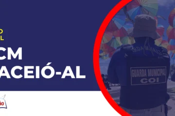 Imagem com fundo azul divulgando o Concurso Guarda Maceió