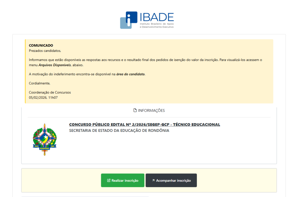 Passo a passo para fazer a inscrição no concurso Seduc RO. Passo 1
