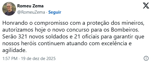 Confira a publicação que confirma a autorização do concurso Bombeiros MG