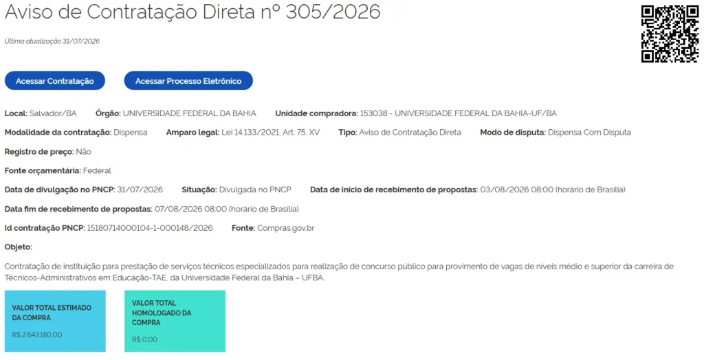 Concurso UFBA: Trâmites para escolha da Banca em andamento!