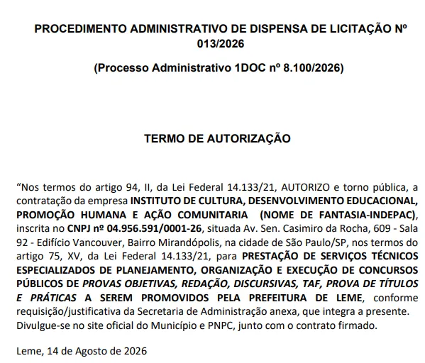 Concurso Prefeitura de Leme SP: Edital publicado para níveis médio e superior!