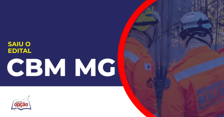 imagem com fundo azul divulgando o Concurso CBM MG