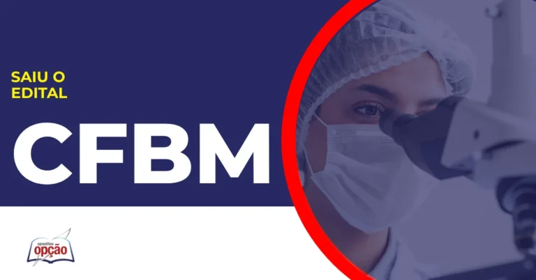 Imagem com fundo azul divulgando o Concurso CFBM