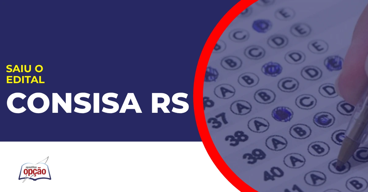 Imagem com fundo azul divulgando o Concurso CONSISA RS