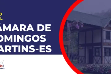 Imagem com fundo azul divulgando o Concurso Câmara de Domingos Martins ES