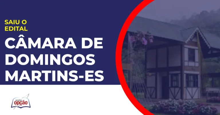Imagem com fundo azul divulgando o Concurso Câmara de Domingos Martins ES