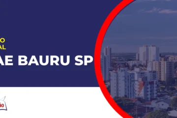 Imagem com fundo azul divulgando o Concurso DAE Bauru SP