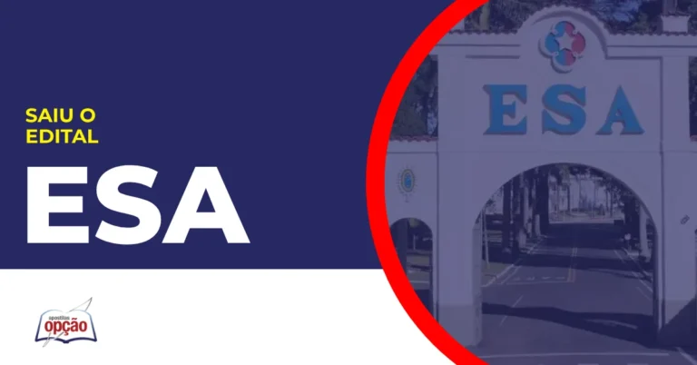 Imagem com fundo azul divulgando o Concurso ESA