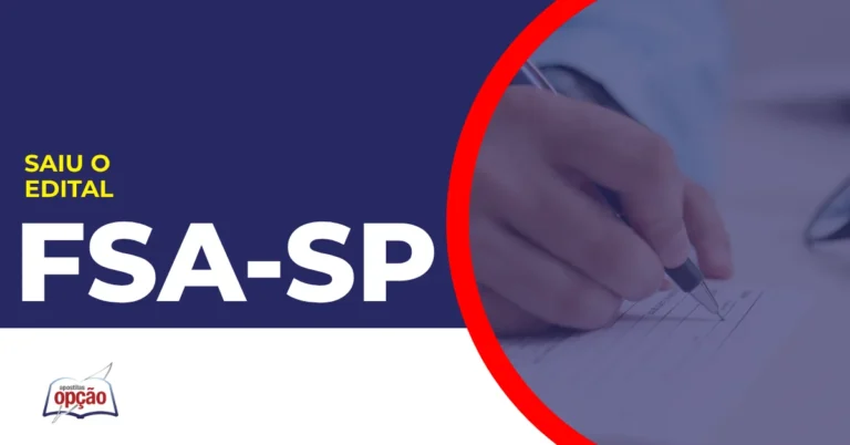 Imagem com fundo azul divulgando o Concurso FSA Santo André SP