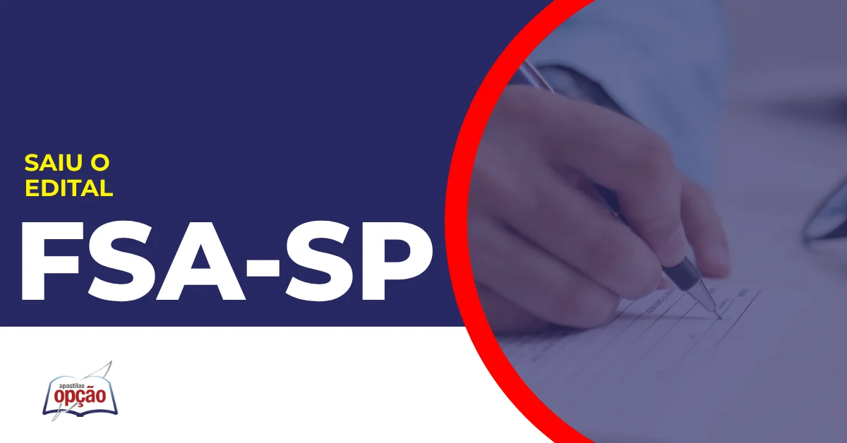 Imagem com fundo azul divulgando o Concurso FSA Santo André SP