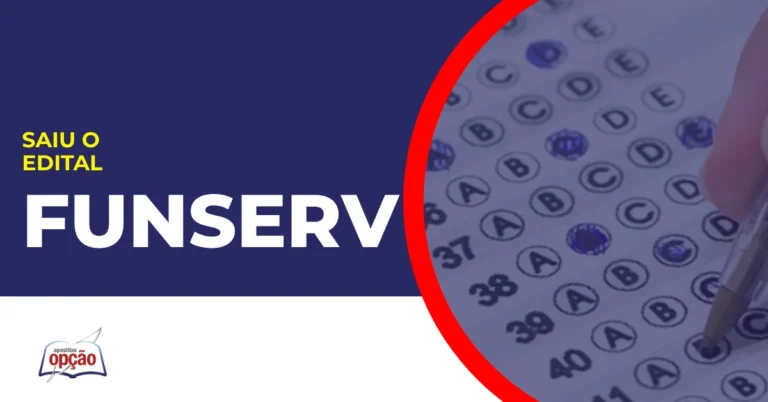 Imagem com fundo azul divulgando o Concurso FUNSERV Sorocaba SP