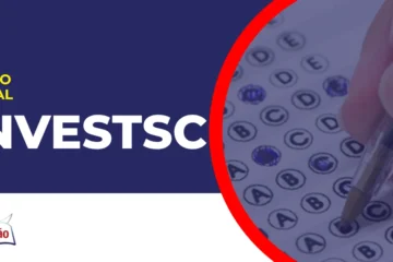 Imagem com fundo azul divulgando o Concurso InvestSC