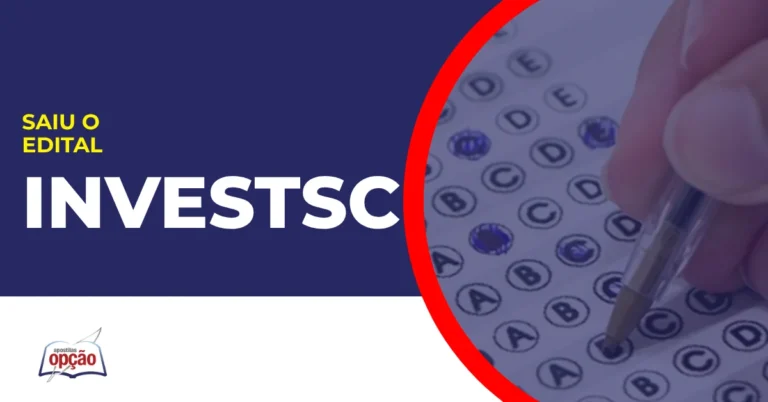 Imagem com fundo azul divulgando o Concurso InvestSC