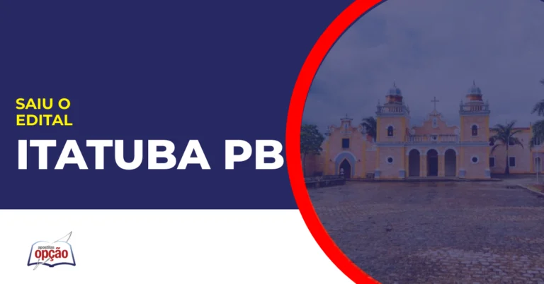 imagem com fundo azul divulgando o Concurso Itatuba PB