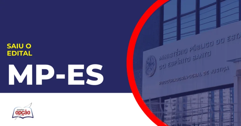 Imagem com fundo azul divulgando o concurso MP ES