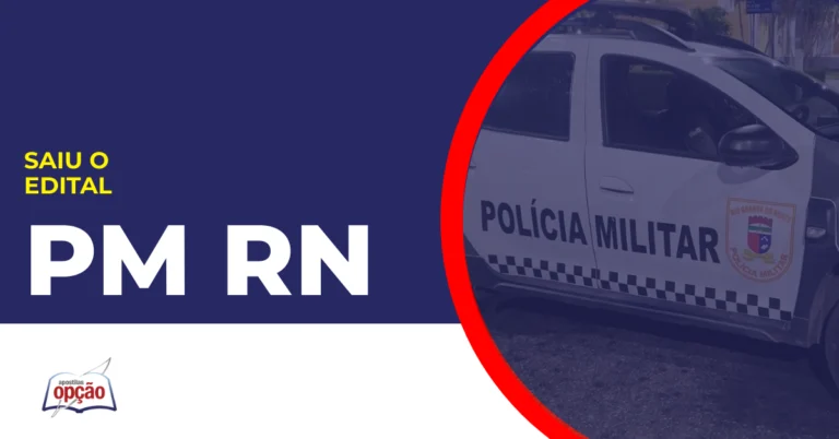 Imagem com fundo azul divulgando o Concurso PM RN