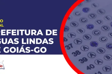 Imagem com fundo azul divulgando o Concurso Prefeitura de Águas Lindas de Goiás