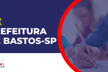 Imagem com fundo azul divulgando o Concurso Prefeitura de Bastos SP