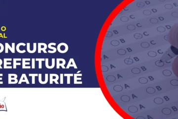 Imagem com fundo azul divulgando o Concurso Prefeitura de Baturité