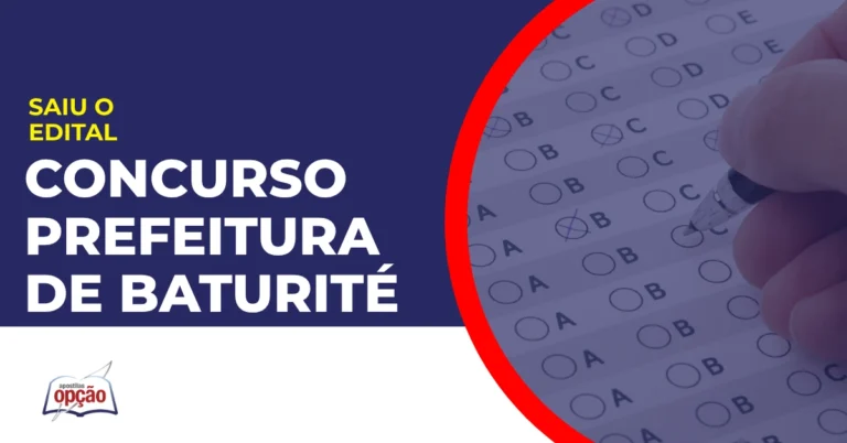 Imagem com fundo azul divulgando o Concurso Prefeitura de Baturité